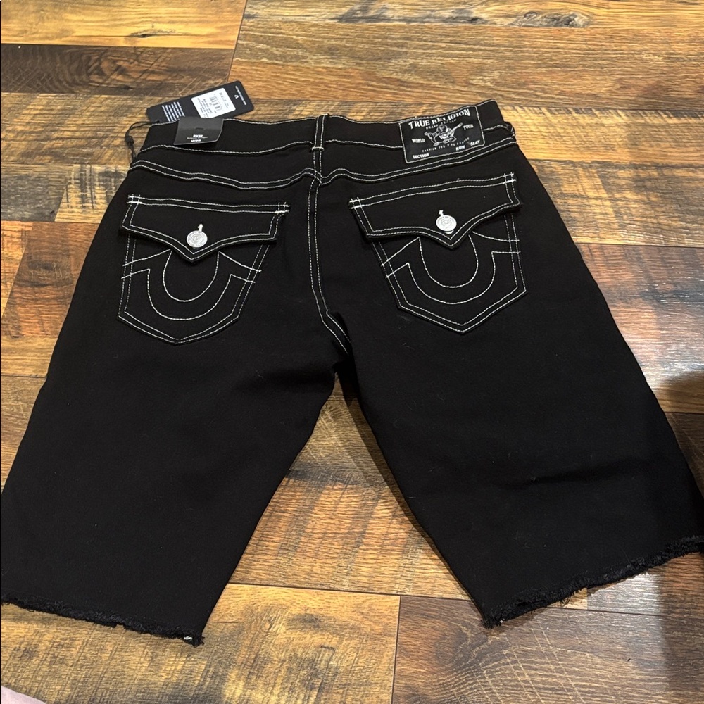 True Religion Men's Black Denim Shorts